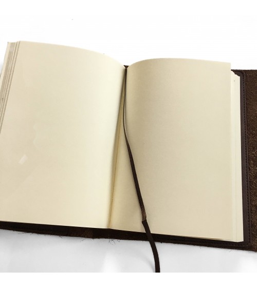 Carnet rechargeable Manufactus Laccio, couverture cuir de veau marron, fabriqué en Italie