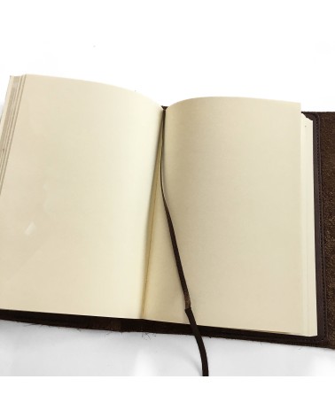 Carnet rechargeable Manufactus Laccio, couverture cuir de veau marron, fabriqué en Italie