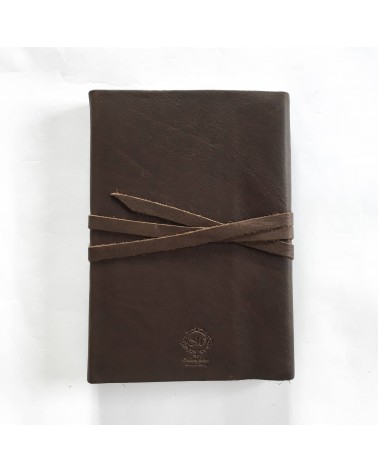 Carnet rechargeable Manufactus Laccio, couverture cuir de veau marron, fabriqué en Italie