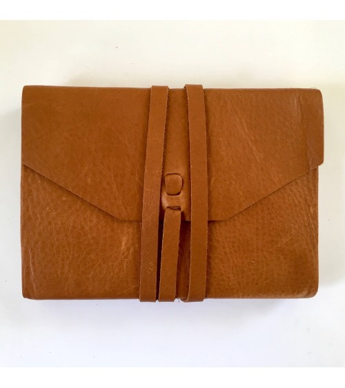 Carnet rechargeable Manufactus Laccio, couverture cuir de veau cognac, fabriqué en Italie