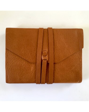 Carnet rechargeable Manufactus Laccio, couverture cuir de veau cognac, fabriqué en Italie