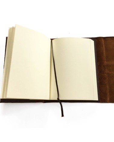 Carnet rechargeable Manufactus Laccio, couverture cuir de veau vintage brown, fabriqué en Italie