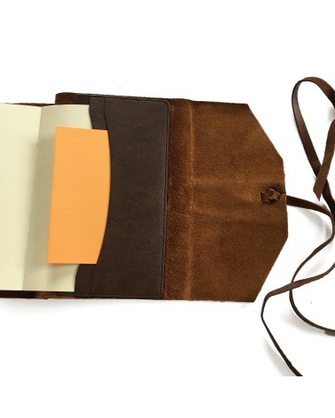 Carnet rechargeable Manufactus Laccio, couverture cuir de veau vintage brown, fabriqué en Italie