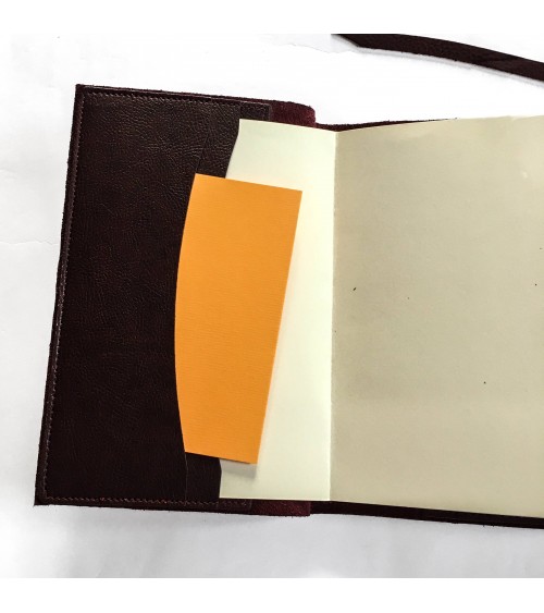 Carnet rechargeable Manufactus Laccio, couverture cuir de veau lie de vin, fabriqué en Italie