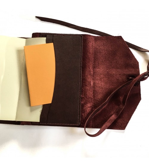 Carnet rechargeable Manufactus Laccio, couverture cuir de veau lie de vin, fabriqué en Italie