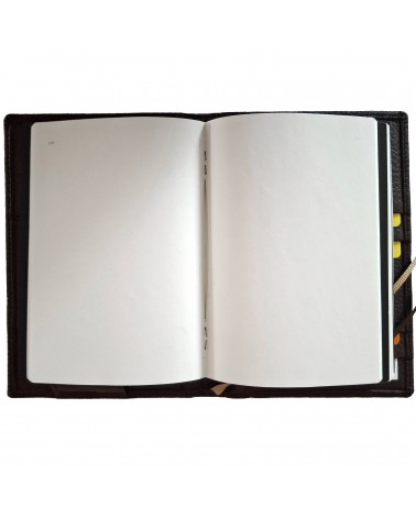 Carnet X47 rechargeable, cuir brun foncé, format A6, contient 4 carnets