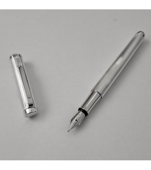 Stylo-plume Waldmann Liberty 6932 argent massif sterling 925 guilloché, bec largeur M.