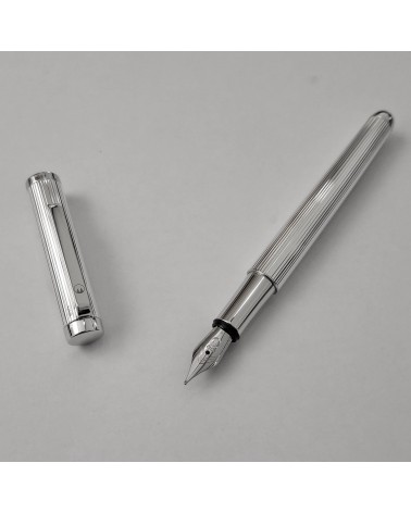 Stylo-plume Waldmann Liberty 6932 argent massif sterling 925 guilloché, bec largeur M.