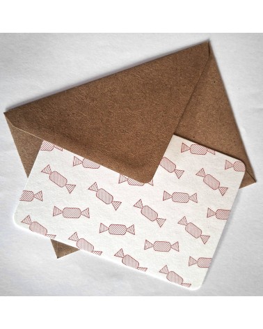 Set de cinq cartes Bonbons Le Typographe et enveloppes papier recyclé Original Crown Mill, format A6