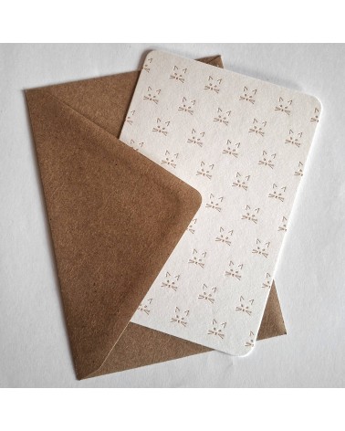 Set de cinq cartes Chats Le Typographe et enveloppes papier recyclé Original Crown Mill, format A6