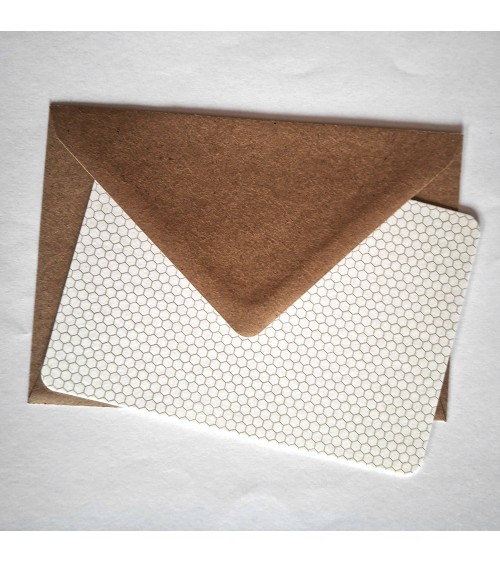 Set de cinq cartes Nid d’abeilles Le Typographe et enveloppes papier recyclé Original Crown Mill, format A6