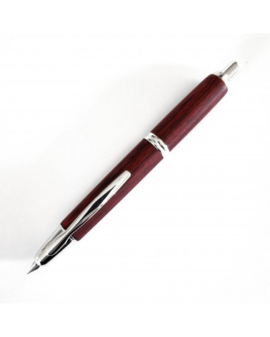 Stylo-plume Pilot Capless Wooden Argent/Rouge, bec or 18 carats