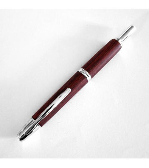 Stylo-plume Pilot Capless Wooden Argent/Rouge, bec or 18 carats