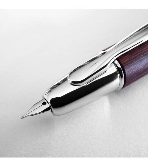 Stylo-plume Pilot Capless Wooden Argent/Rouge, bec or 18 carats