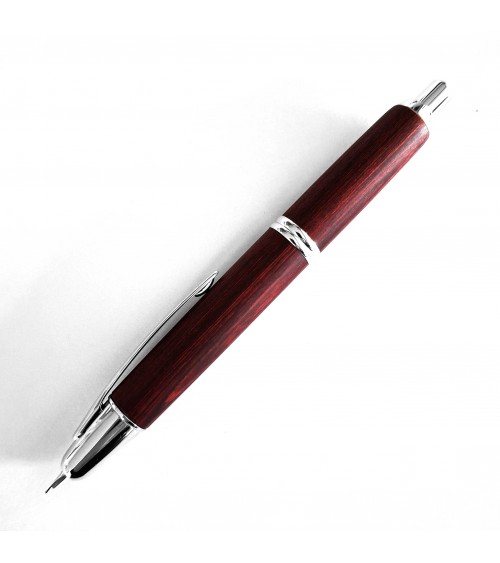 Stylo-plume Pilot Capless Wooden Argent/Rouge, bec or 18 carats