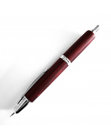 Stylo-plume Pilot Capless Wooden Argent/Rouge, bec or 18 carats