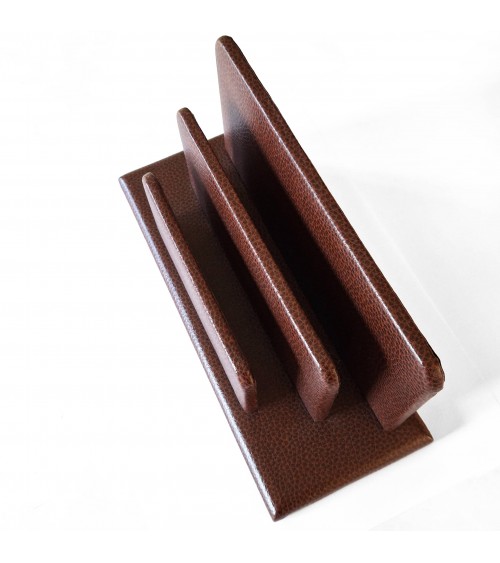 Porte-lettres Laurige cuir brun à 2 compartiments