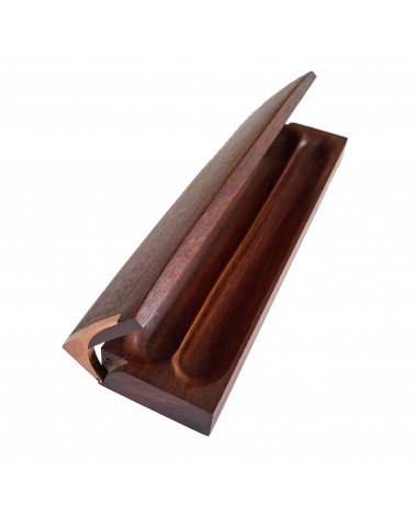 Plumier Patrick Guenat 2 places, bois de padouk et cuivre