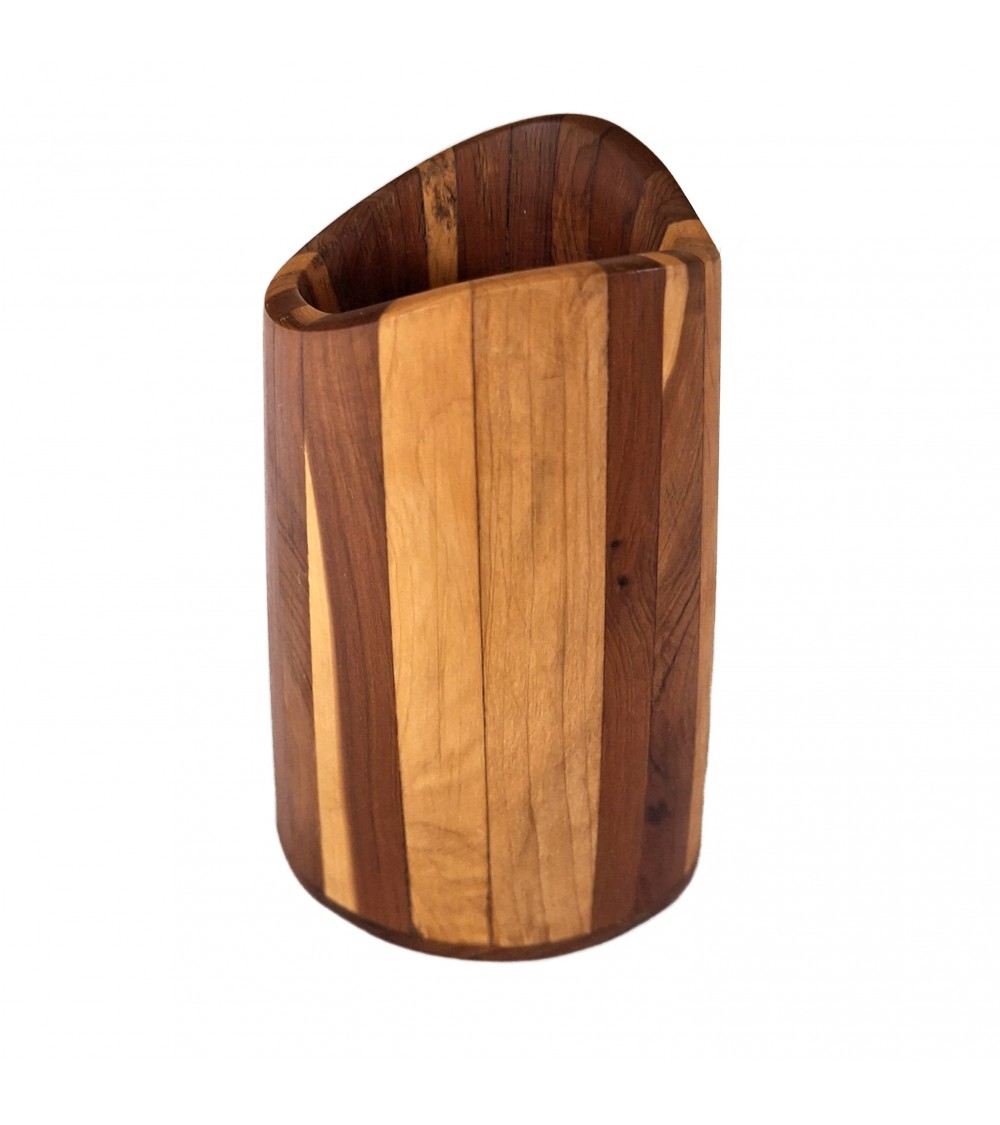 Pot à crayons Patrick Guénat en bois d’if clair et foncé