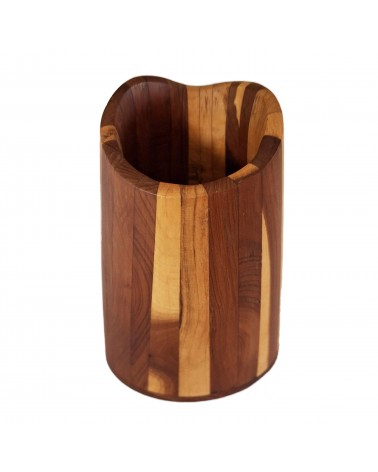 Pot à crayons Patrick Guénat en bois d’if clair et foncé