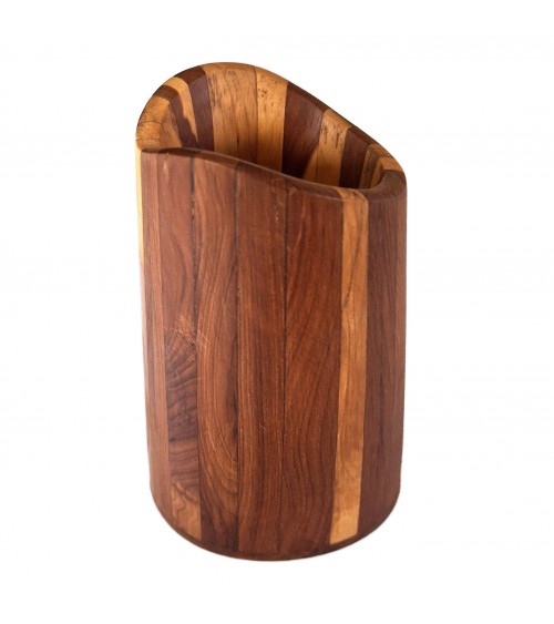 Pot à crayons Patrick Guénat en bois d’if clair et foncé