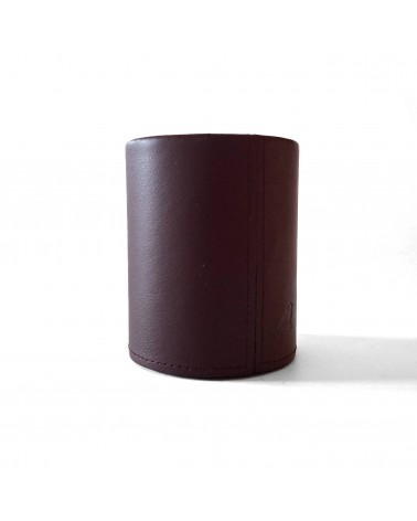 Pot à crayons PA recouvert de cuir bordeaux foncé