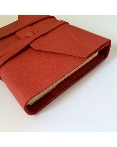 Carnet rechargeable Manufactus Laccio, couverture cuir de veau rouge