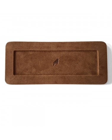 Plateau porte stylo PA cuir nubuk cognac