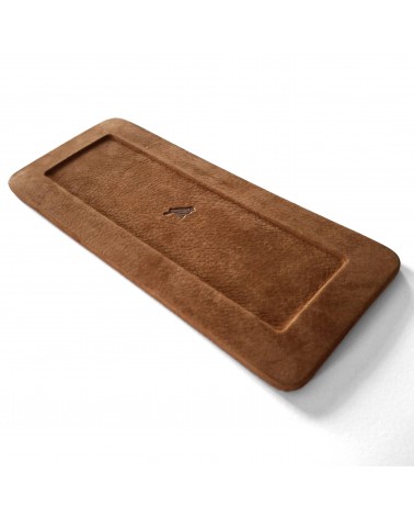 Plateau porte stylo PA cuir nubuk cognac