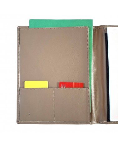 Porte-bloc PA format A5 en cuir beige