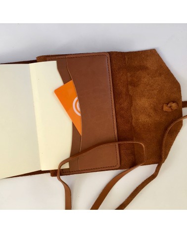 Carnet rechargeable Manufactus Laccio, couverture cuir de veau cognac