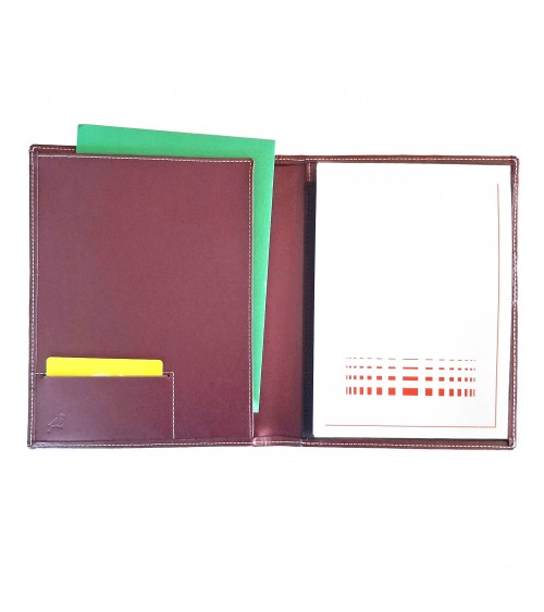 Porte-bloc PA format A5 en cuir bordeaux foncé