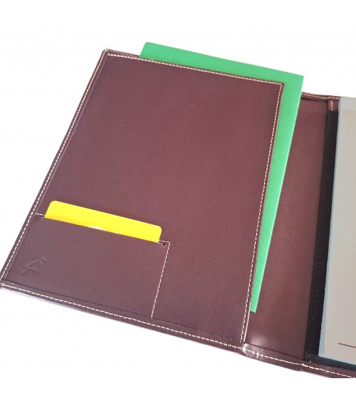 Porte-bloc PA format A5 en cuir bordeaux foncé