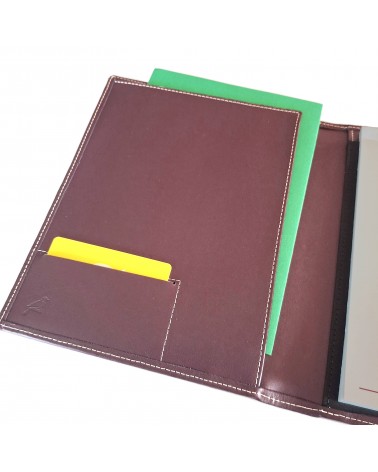 Porte-bloc PA format A5 en cuir bordeaux foncé