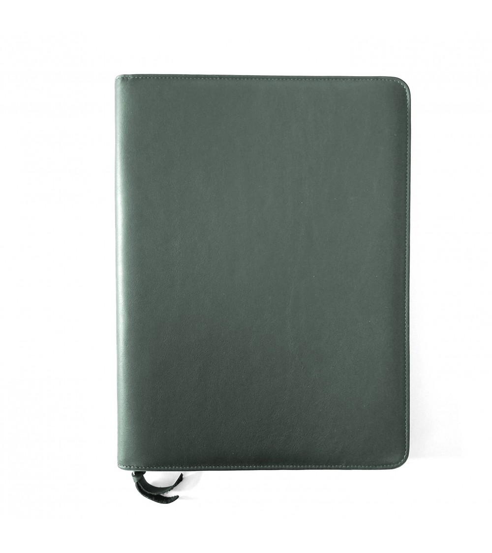 Porte-bloc zippé PA Impulse format A4 cuir vert foncé, fabriqué en Allemagne