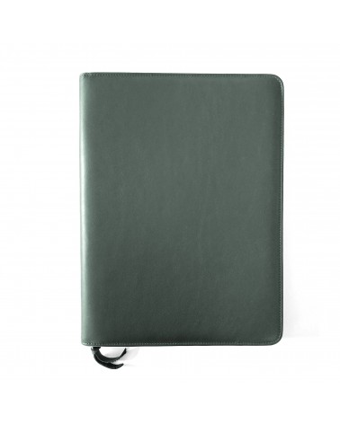 Porte-bloc zippé PA Impulse format A4 cuir vert foncé, fabriqué en Allemagne