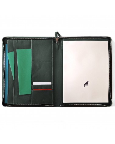 Porte-bloc zippé PA Impulse format A4 cuir vert foncé, fabriqué en Allemagne