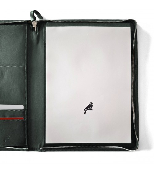 Porte-bloc zippé PA Impulse format A4 cuir vert foncé, fabriqué en Allemagne
