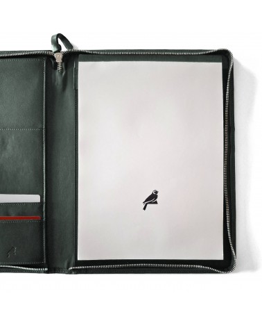 Porte-bloc zippé PA Impulse format A4 cuir vert foncé, fabriqué en Allemagne