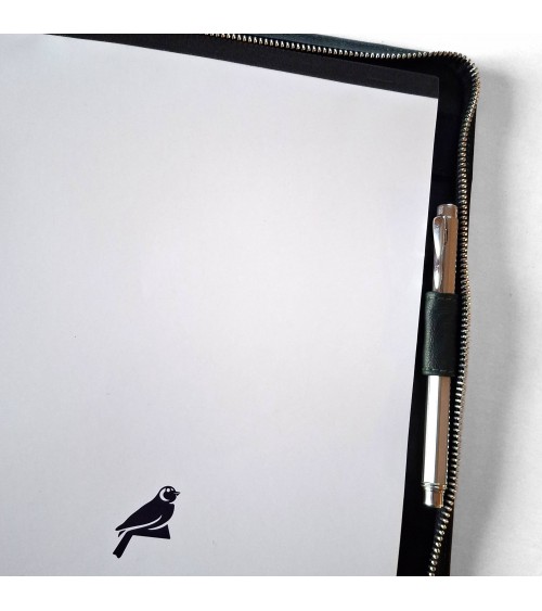 Porte-bloc zippé PA Impulse format A4 cuir vert foncé, fabriqué en Allemagne