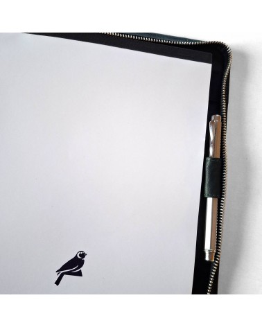 Porte-bloc zippé PA Impulse format A4 cuir vert foncé, fabriqué en Allemagne