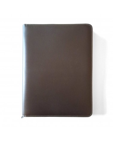 Porte-bloc zippé PA Garda format A4 brun foncé, bloc-notes et boucle stylo