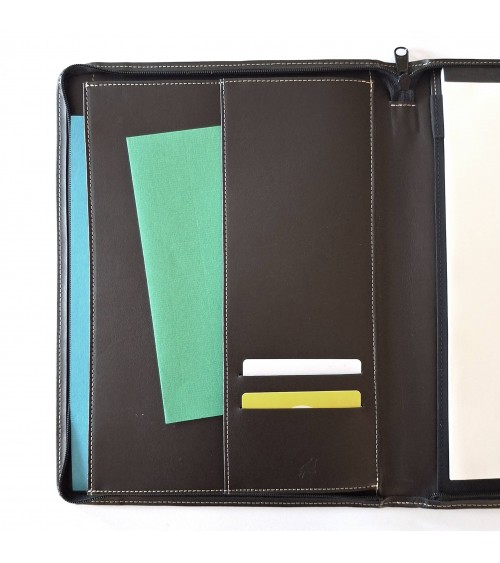 Porte-bloc zippé PA Garda format A4 brun foncé, bloc-notes et boucle stylo