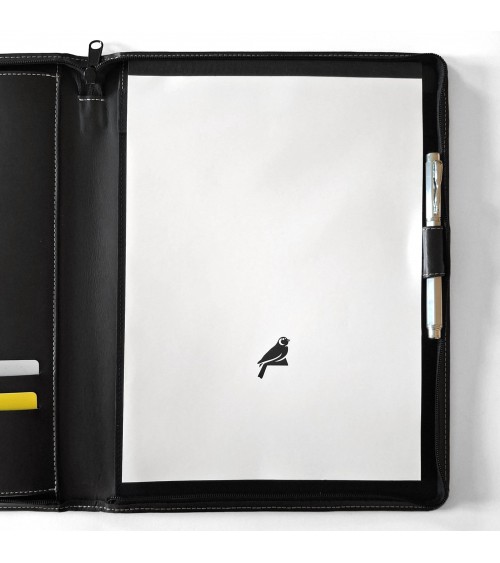 Porte-bloc zippé PA Garda format A4 brun foncé, bloc-notes et boucle stylo