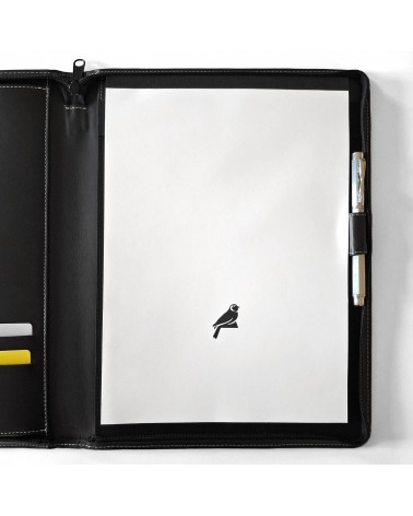 Porte-bloc zippé PA Garda format A4 brun foncé, bloc-notes et boucle stylo