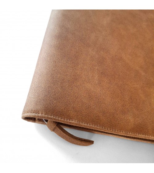 Porte-bloc zippé PA Montana format A4 cuir brun clair, bloc-notes et boucle stylo