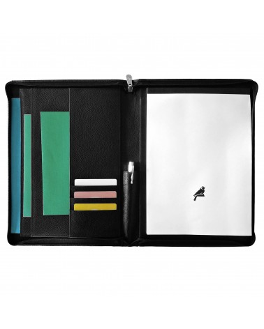 Porte-bloc-notes zippé PA Carpe Diem format A4 cuir grainé noir