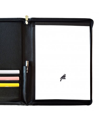 Porte-bloc-notes zippé PA Carpe Diem format A4 cuir grainé noir