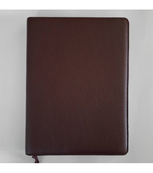 Porte-bloc zippé PA format A4 cuir d’élan bordeaux, bloc-notes et boucle stylo