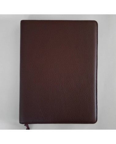 Porte-bloc zippé PA format A4 cuir d’élan bordeaux, bloc-notes et boucle stylo